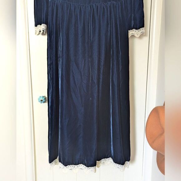 VTG Lanz RSVP Velvet Maxi Dress Whimsigoth Fairy Grunge Witchy Romantic 8 - Picture 4 of 10